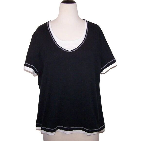 Made for Life T Shirt Top Womens Plus 3X Comfy Short Sleeve Black White Stretch - Picture 1 of 10